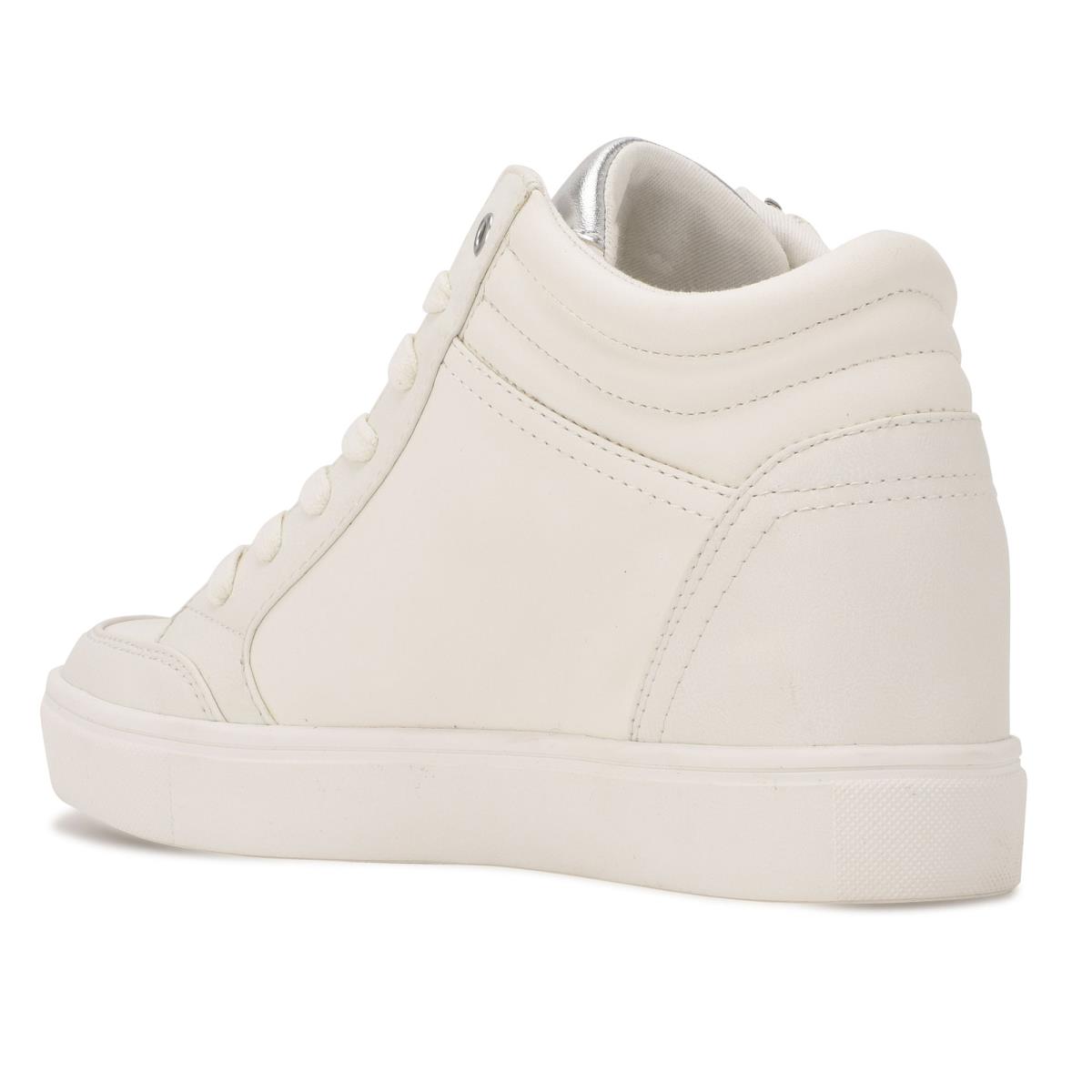 Dámské Tenisky Nine West Tons High Top Hidden Klínku Sneakers Bílé Stříbrné | 2614GKZDR