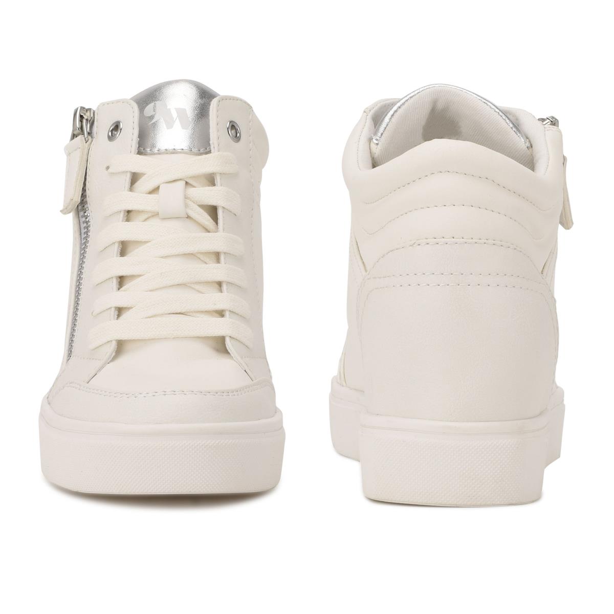 Dámské Tenisky Nine West Tons High Top Hidden Klínku Sneakers Bílé Stříbrné | 2614GKZDR