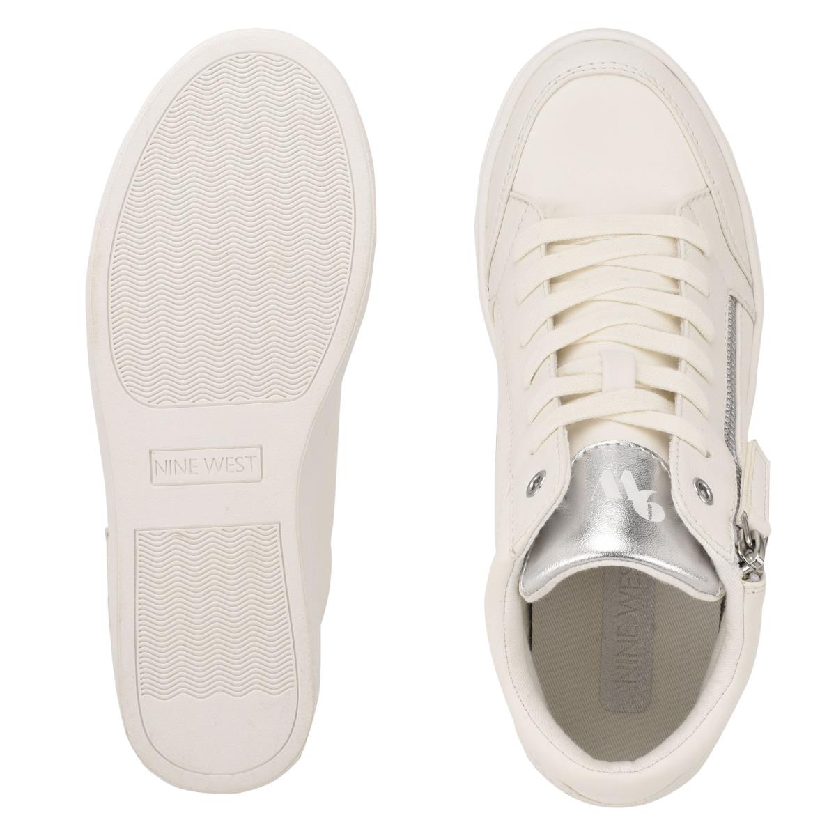 Dámské Tenisky Nine West Tons High Top Hidden Klínku Sneakers Bílé Stříbrné | 2614GKZDR