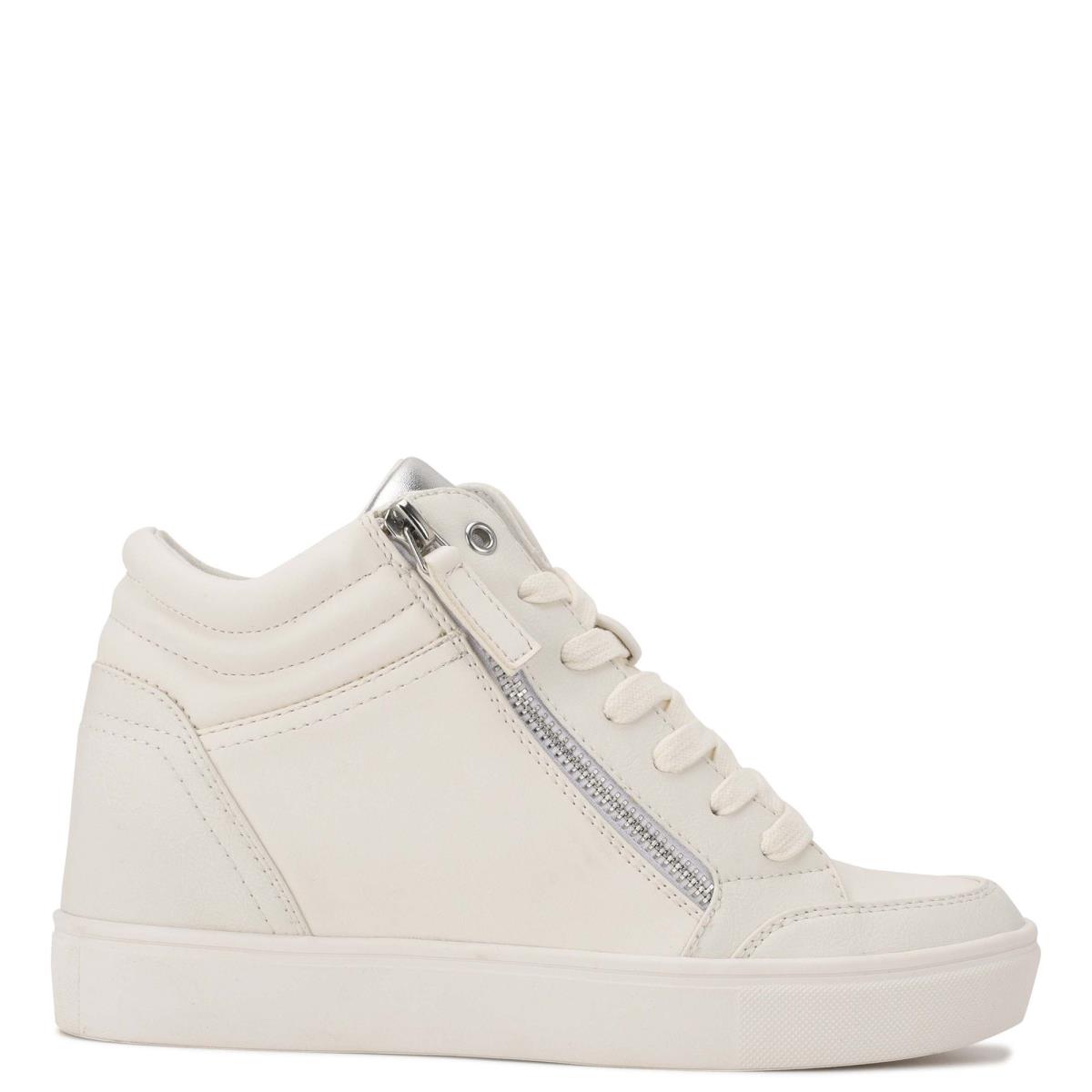 Dámské Tenisky Nine West Tons High Top Hidden Klínku Sneakers Bílé Stříbrné | 2614GKZDR