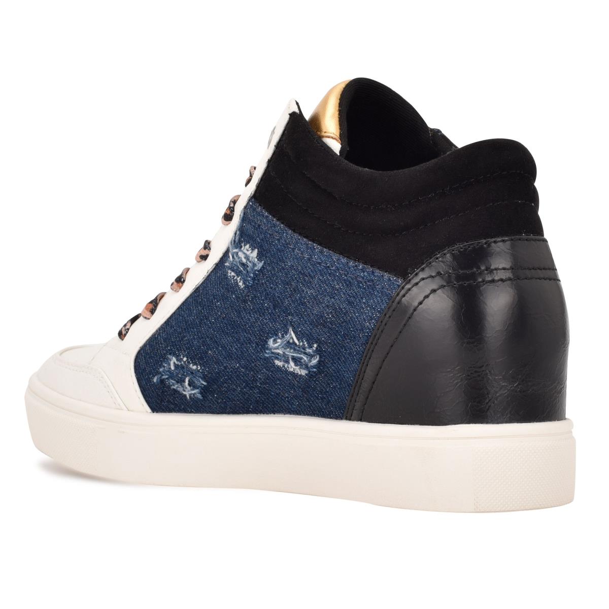 Dámské Tenisky Nine West Tons High Top Hidden Klínku Sneakers Černé Blankyt | 4291ZUECX