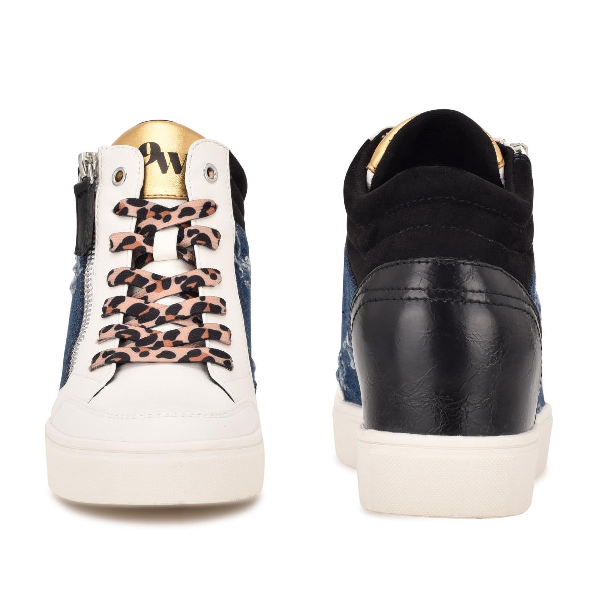 Dámské Tenisky Nine West Tons High Top Hidden Klínku Sneakers Černé Blankyt | 4291ZUECX