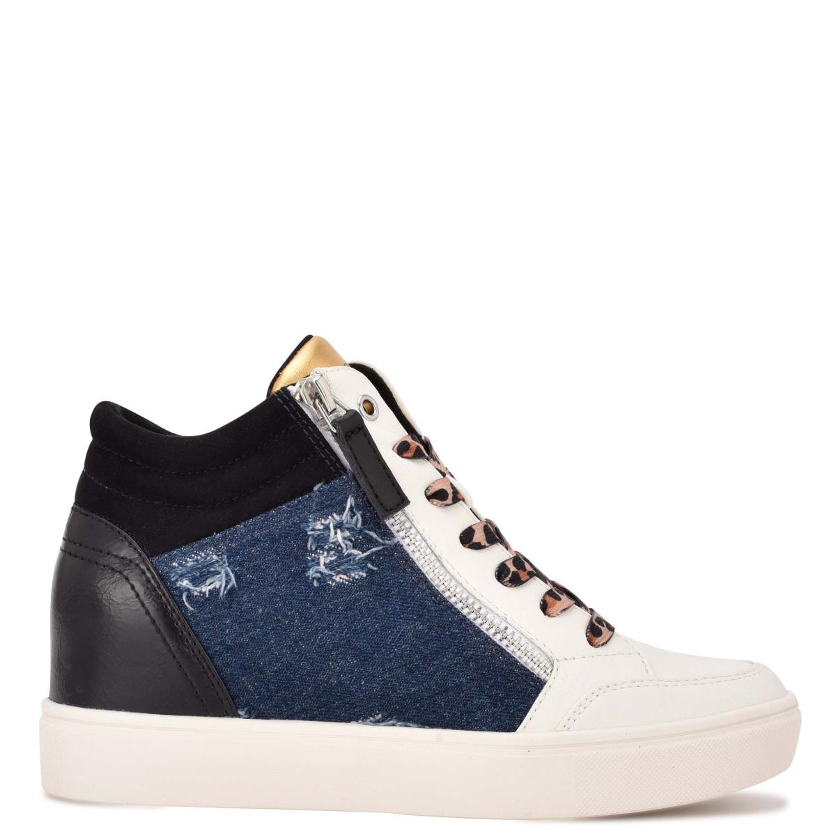 Dámské Tenisky Nine West Tons High Top Hidden Klínku Sneakers Černé Blankyt | 4291ZUECX