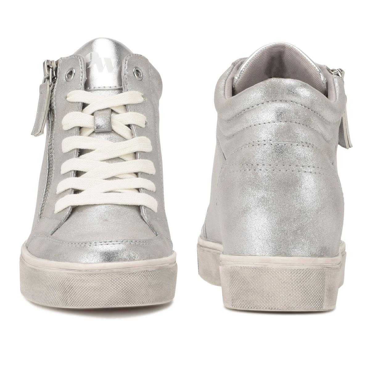 Dámské Tenisky Nine West Tons High Top Hidden Klínku Sneakers Stříbrné | 8413SPODT