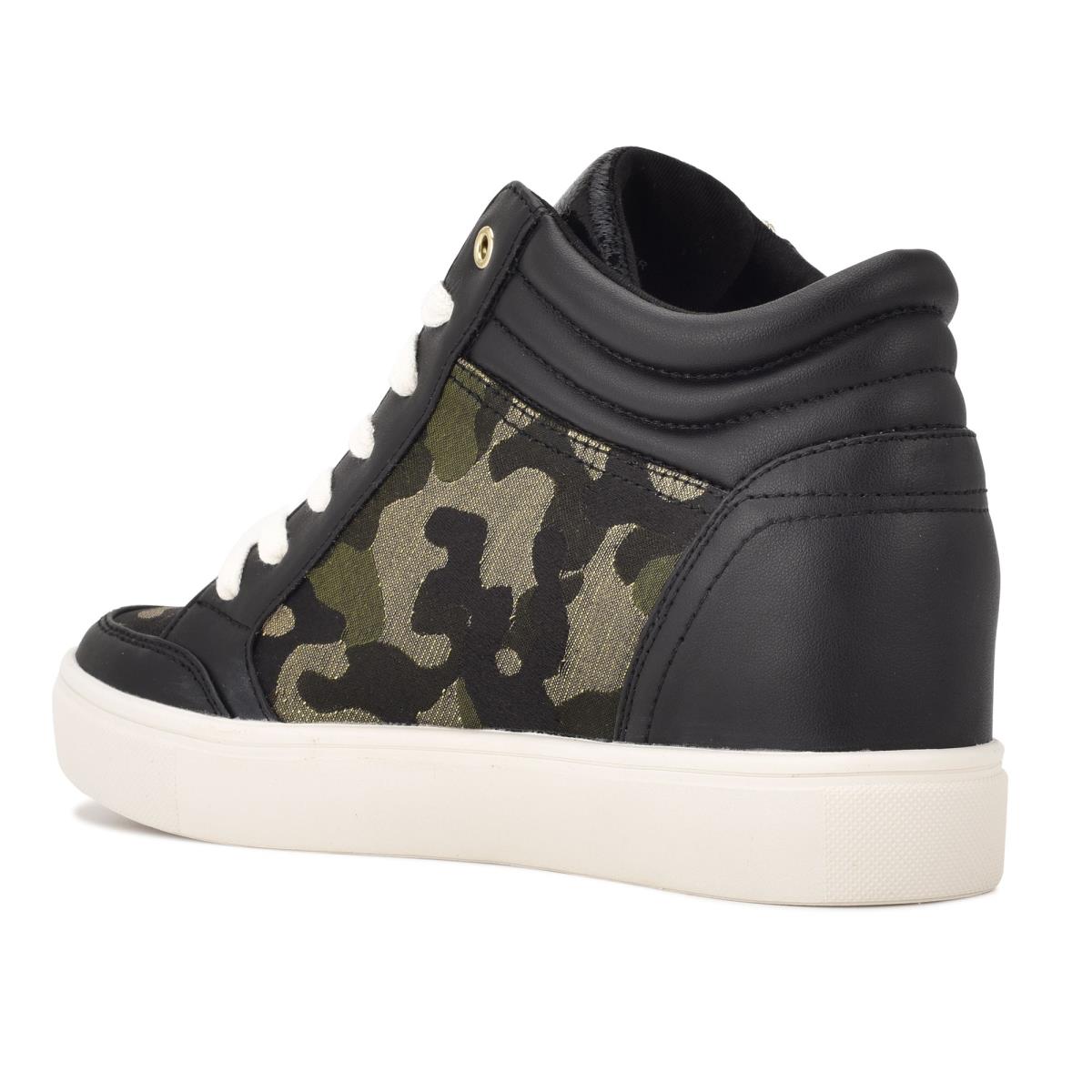 Dámské Tenisky Nine West Tons High Top Hidden Klínku Sneakers Černé Maskáčové | 9235JQNIZ