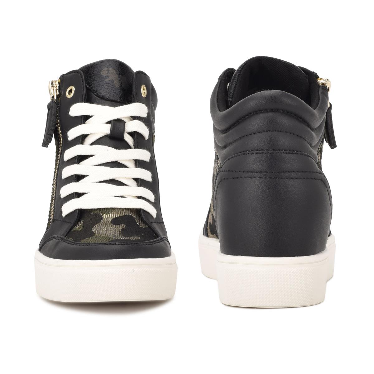 Dámské Tenisky Nine West Tons High Top Hidden Klínku Sneakers Černé Maskáčové | 9235JQNIZ