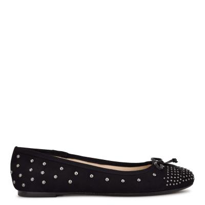 Dámské Baleríny Nine West Curvy Studded Ballet Černé | 3457WCIUF