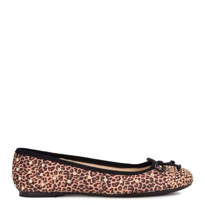 Dámské Baleríny Nine West Curvy Studded Ballet Leopard Hnědé | 3597TYKCN