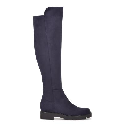 Dámské Boty Nine West Tread Over The Knee Lug Sole Tmavě Blankyt | 7915THVRG