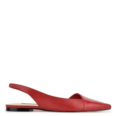 Dámské Flats Nine West Beads Slingback Pointy Špicí Červené Červené | 1860IAWEB