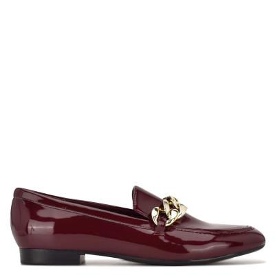 Dámské Loafers Nine West Chain Slip-On Červené | 8014QXPRT