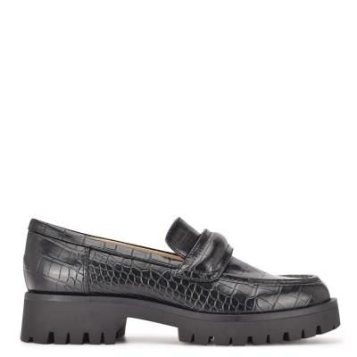 Dámské Loafers Nine West Garren Lug Sole Černé | 1847AGMSU