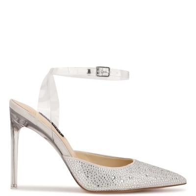 Dámské Lodičky Nine West Sparkel Ankle Páskové Bílé | 9480VJNOD