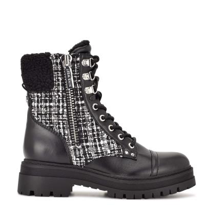 Dámské Nízké Kozačky Nine West Pike Combat Lug Sole Černé | 3698LXBZC