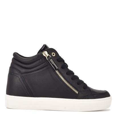 Dámské Tenisky Nine West Tons High Top Hidden Klínku Sneakers Černé | 2530AWMNE